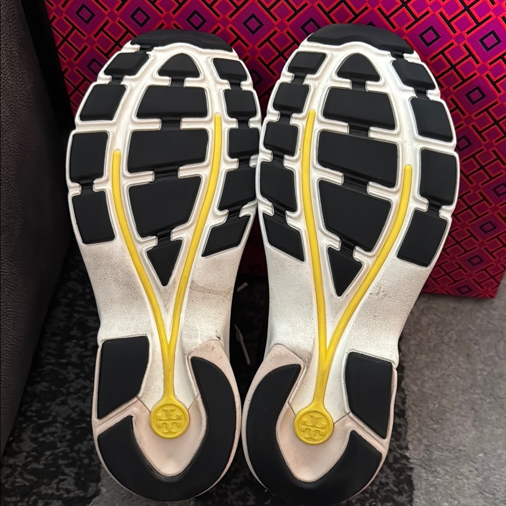 Tory Burch Good Luck Trainer Black and Natural Suede Women's Sneakers - Picture 5 of 9